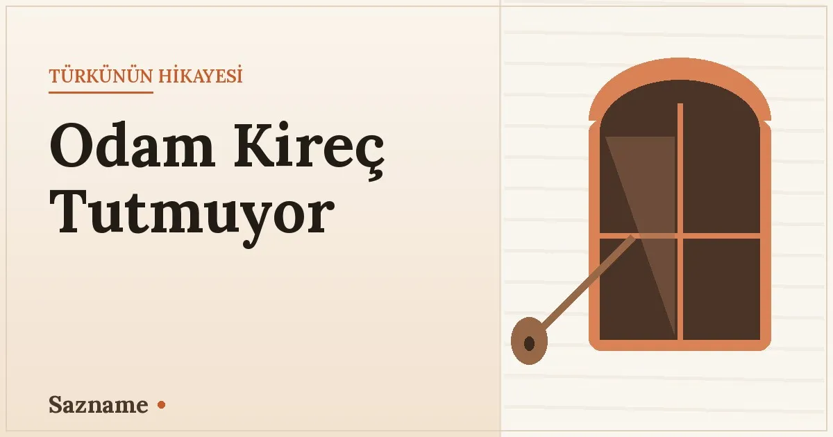 Kireç badanalı Anadolu evi, perdeli pencere ve bağlama, sıcak tonlar