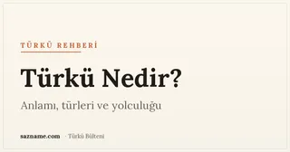 'Türkü Nedir?' başlıklı Sazname kapağı; sıcak Anadolu tonları ve bağlama motifi.